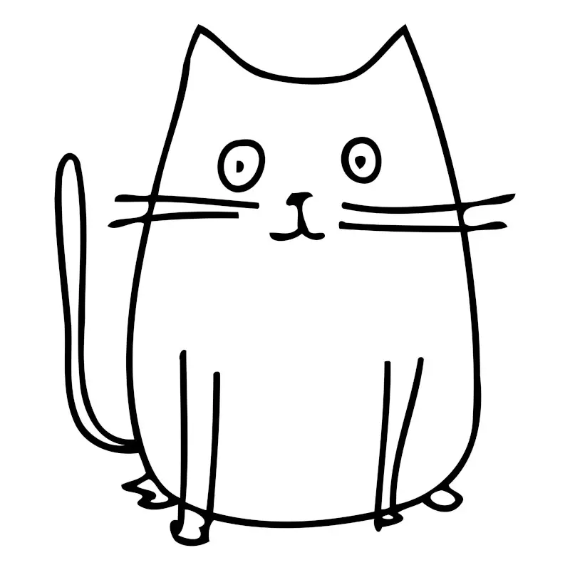 Fun Line Drawing of Cat for Kids